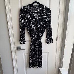 Jones New York Black White Polka Dot Midi Dress